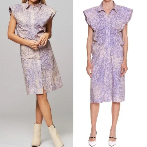 Nwt Remain Birger‎ Christensen Purple Marika Dress Shoulder Pads Size 8 Designer - Picture 2 of 9